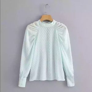 *NWT Boutique Mint Textured and Bubble Blouse*